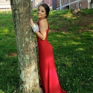 red mesh detail prom dress✨